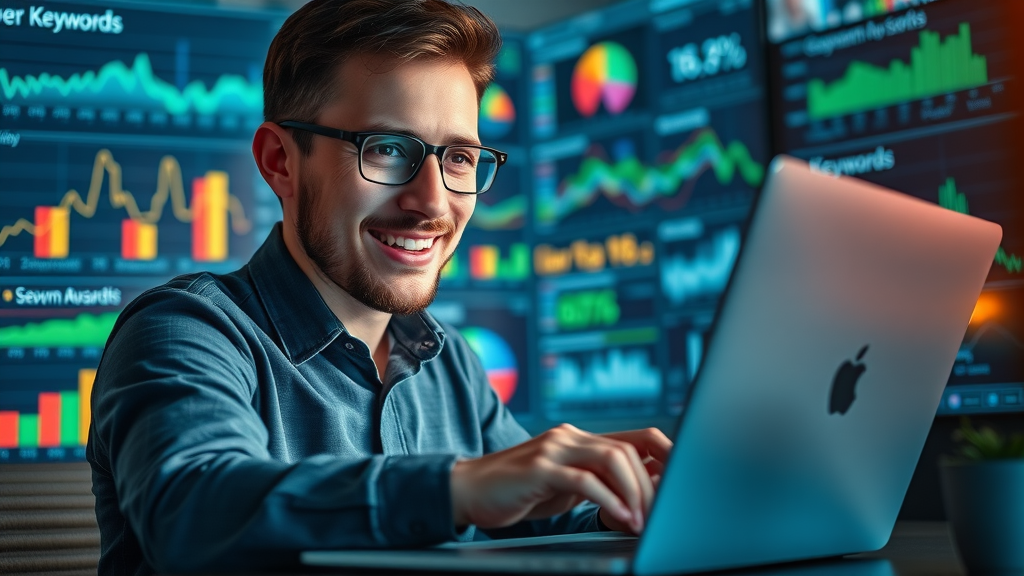 Marketer conducting keyword research for small business SEO