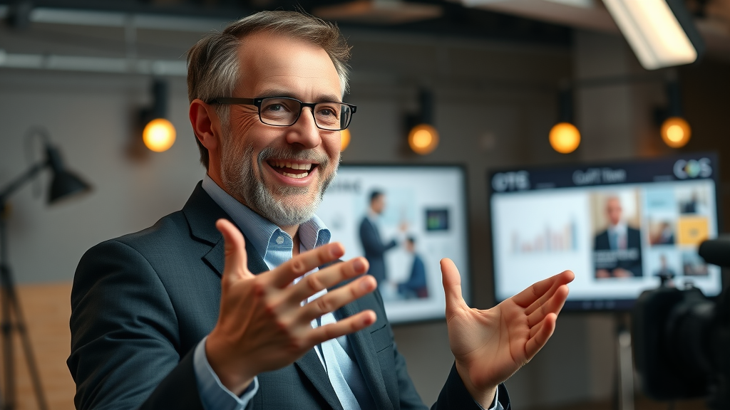 content marketing strategies: inspiring business leader delivering video content strategy