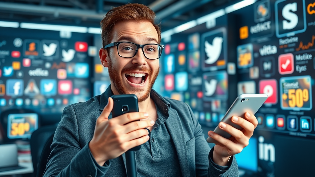 Social media and email newsletter tactics for small business content marketing in a modern office