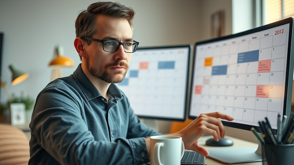 content marketing strategies: marketer planning content calendar on digital screen