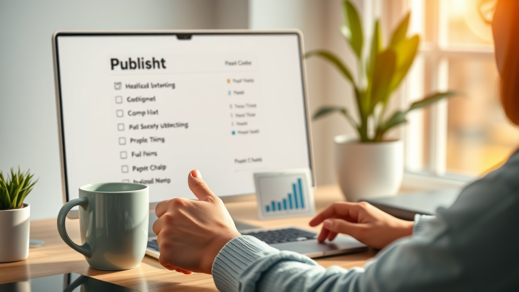 Motivated content creator preparing a final content creation tips checklist before publishing marketing content.