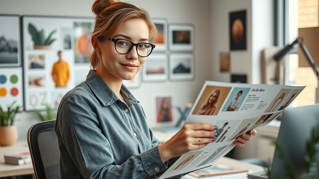 Creative professional customizing a brand mood board for unique content strategy and identity in content creation tips.