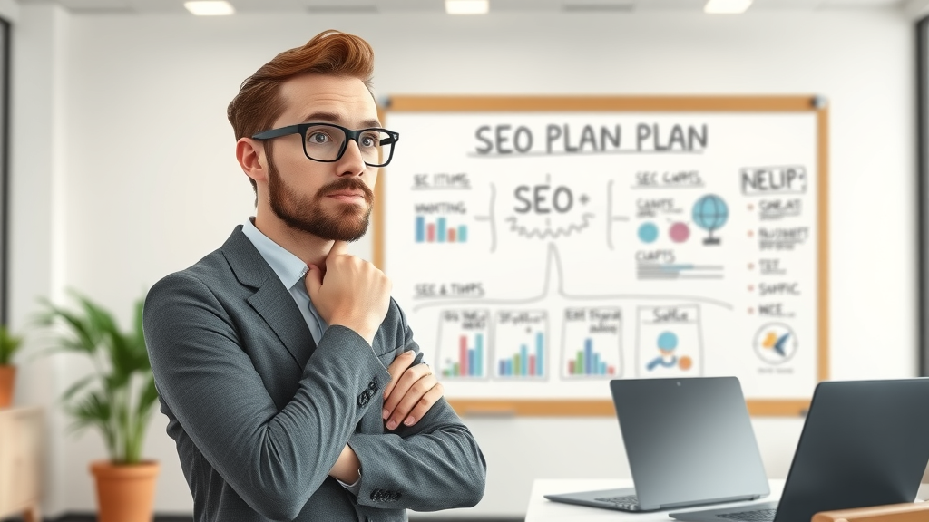 Business owner developing an SEO strategy for small businesses