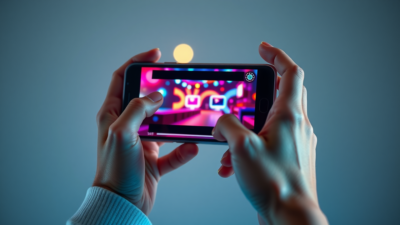 eye-catching smartphone displaying engaging video ad content, optimized for conversion rate