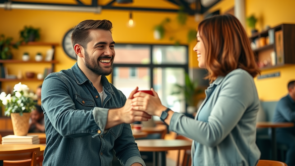 Small business owner and local influencer collaborating on digital marketing strategy