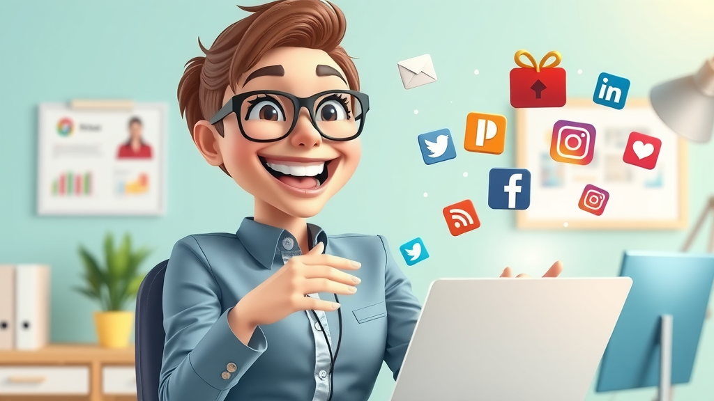 Small business owner scheduling posts on various social media platforms for marketing