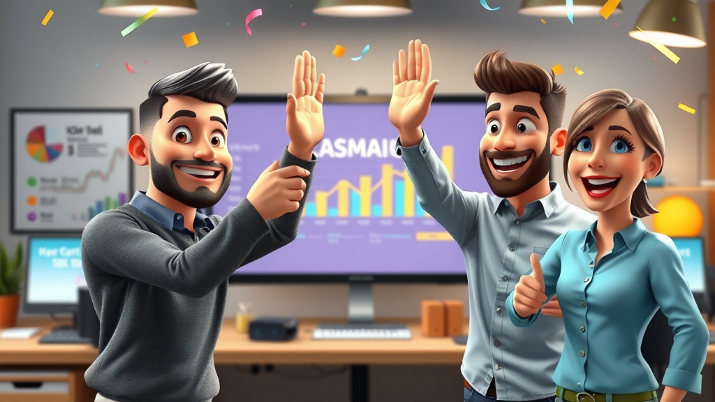 content marketing strategies: marketers celebrating successful data-driven campaign
