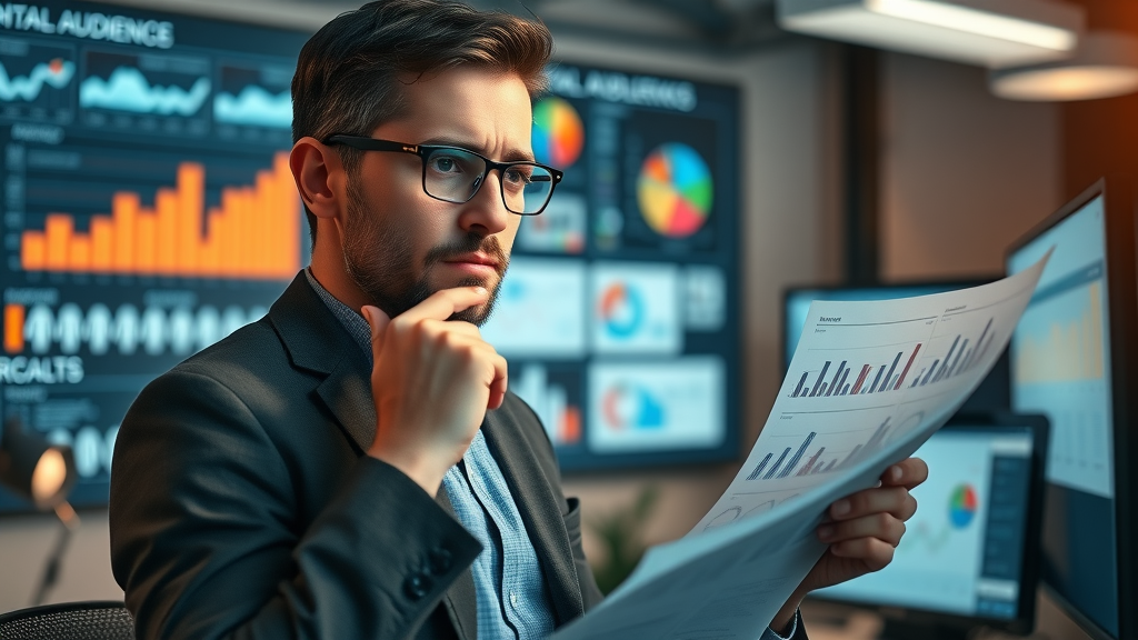 Small business owner analyzing segmented target audience for digital marketing