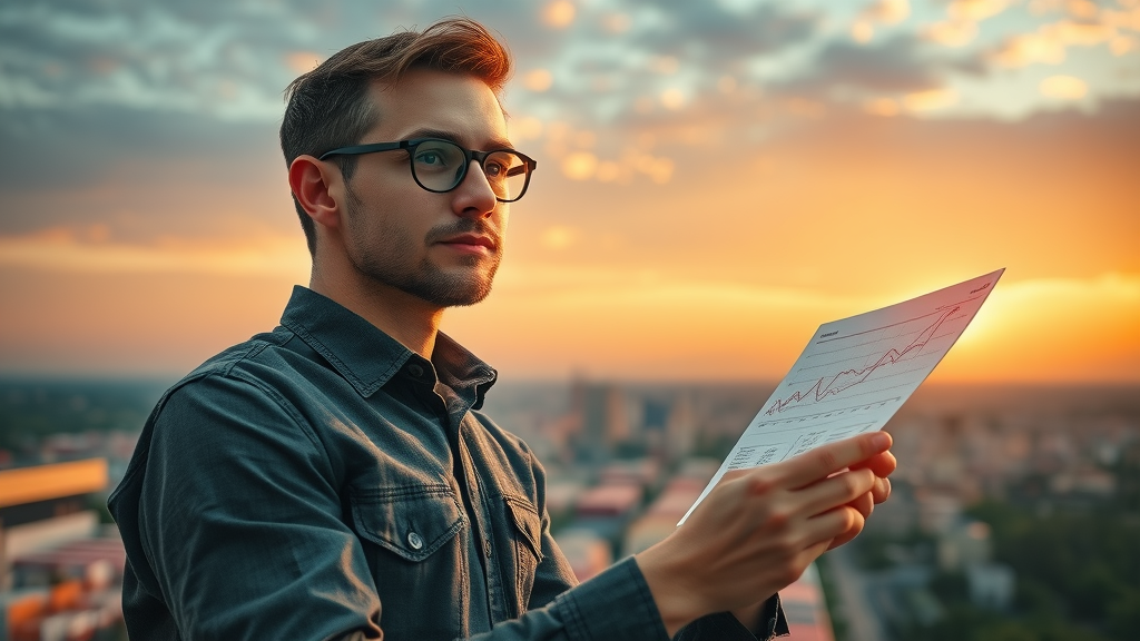 aspiring small business owner reviewing marketing growth charts