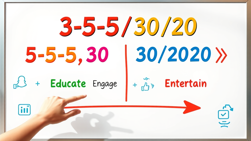 social media advertising infographic for 5-5-5 and 50/30/20 rules