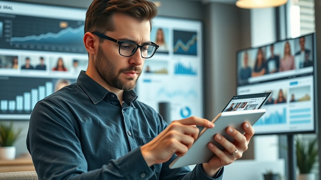 analyzing influencer marketing tactics - marketer reviews influencer profiles for marketing strategy effectiveness