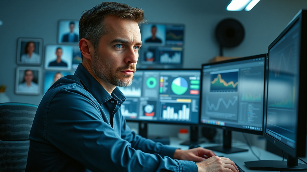 digital marketing techniques focused marketer analyzing data growth digital personas charts