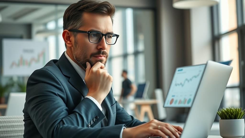 business owner analyzing market trends for keyword research for small businesses