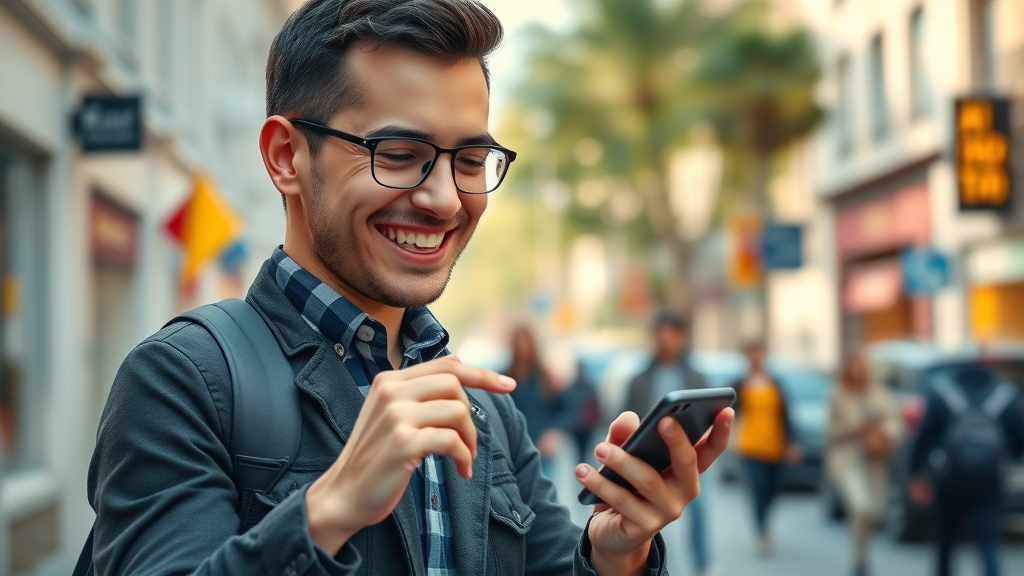 entrepreneur using voice search on smartphone for mobile SEO optimization