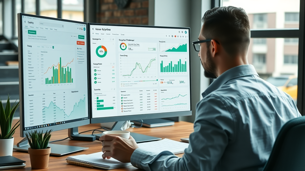 business owner analyzing search term data using google keyword planner for small business keyword research