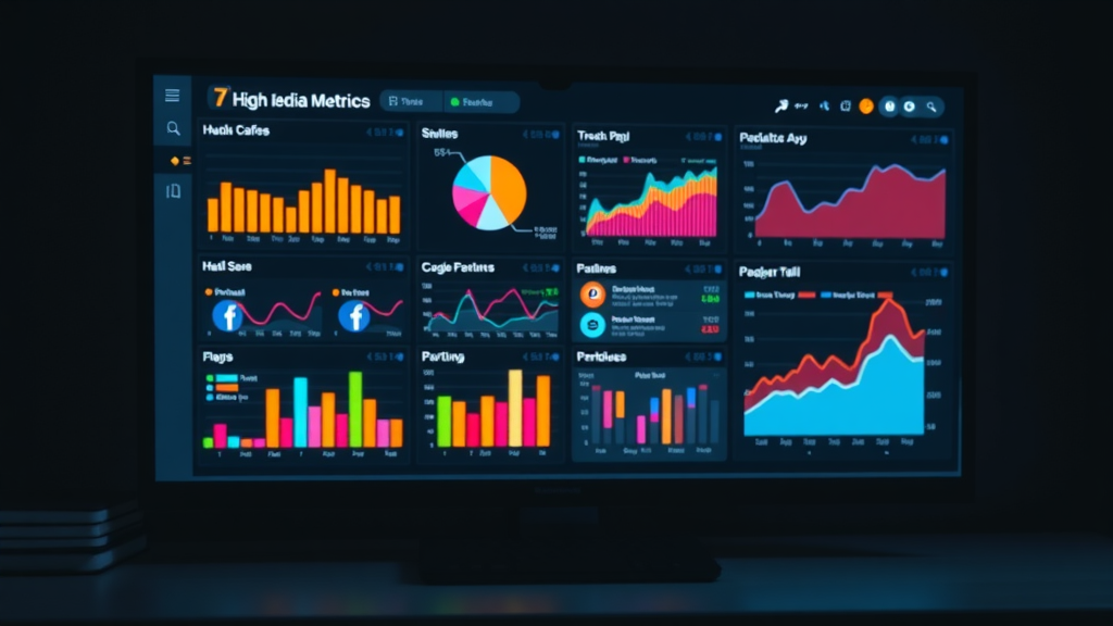 Digital dashboard with social media metrics, tracking KPIs for an effective social media marketing strategy