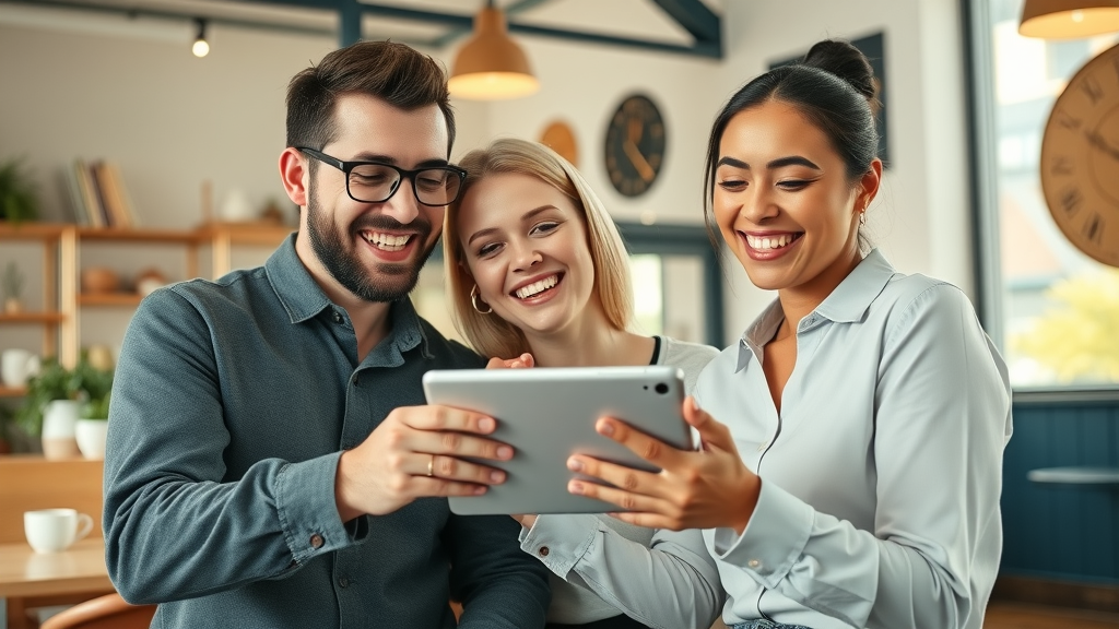 small business team posting social media update for local seo