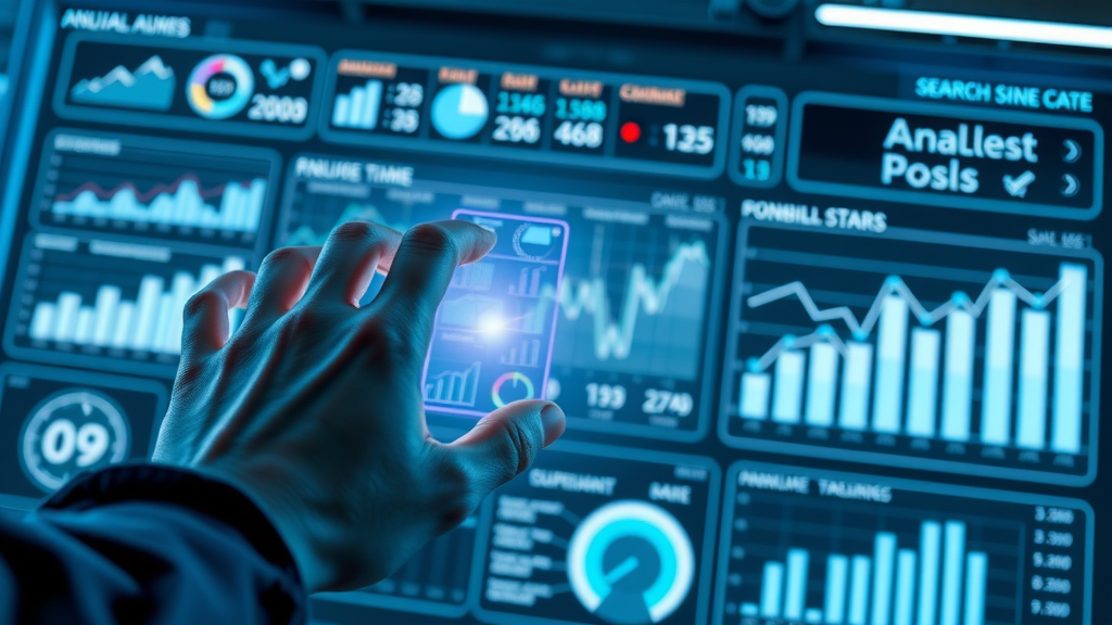 seo analytics tools search console google analytics dashboard futuristic interface user metrics