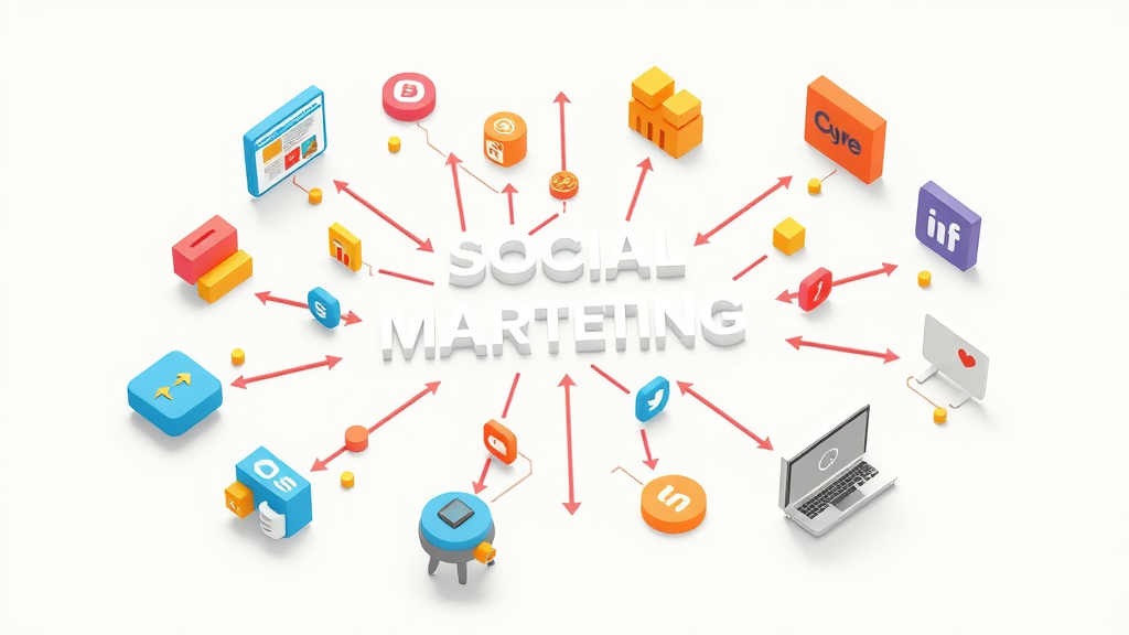 Summary of best social media marketing strategies, interconnected icons, content, analytics, engagement, influencer, platforms, strategy