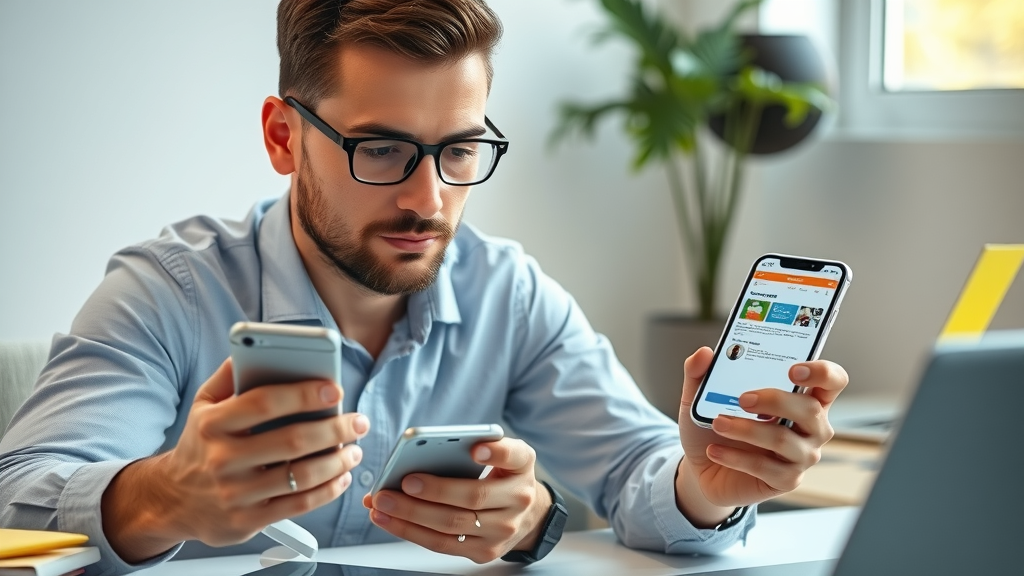 SEO consultant testing mobile SEO optimization on smartphones