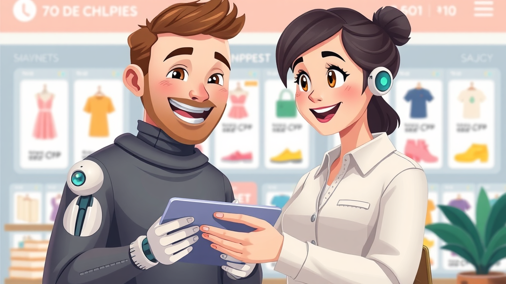 marketing ai online shopper interacting with AI-powered chatbot on tablet in a modern e-commerce interface