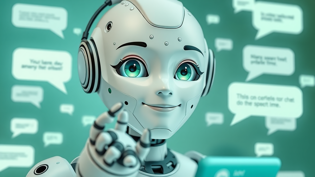 friendly AI-powered chatbot avatar assisting users across multiple devices in a digital interface