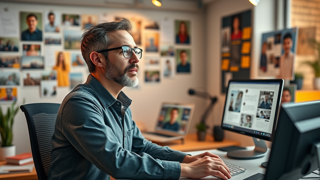 marketer using generative ai tools for content creation in creative studio